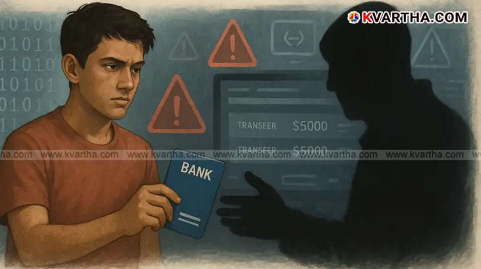 A graphic representing mule account scam.