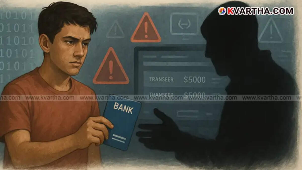 A graphic representing mule account scam.