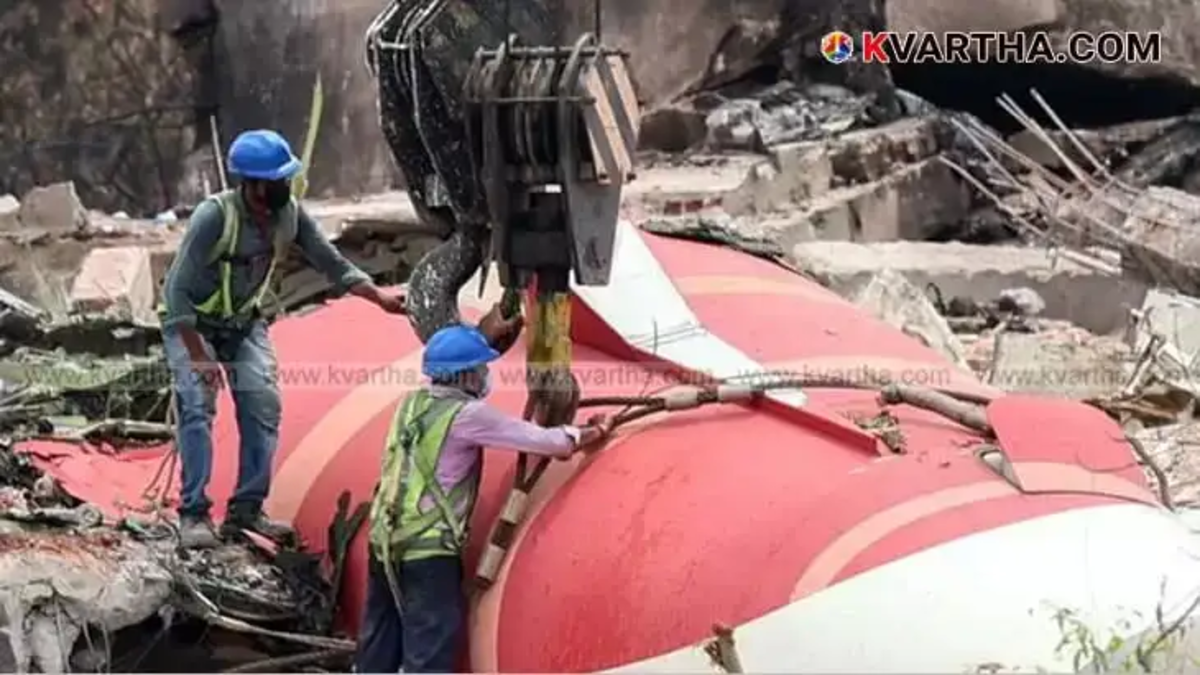 Wreckage of the Air India plane crash in Ahmedabad.