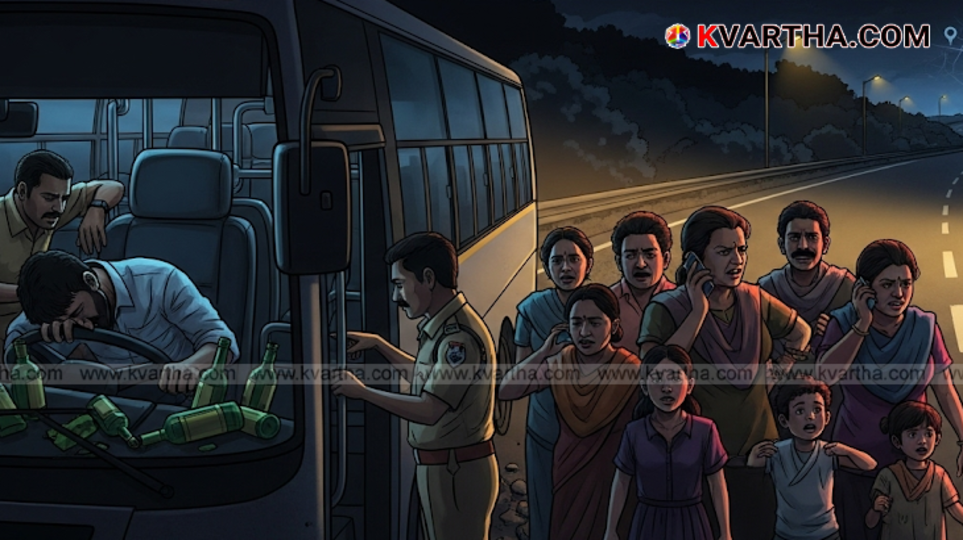 Drunk bus driver being taken into custody by police.