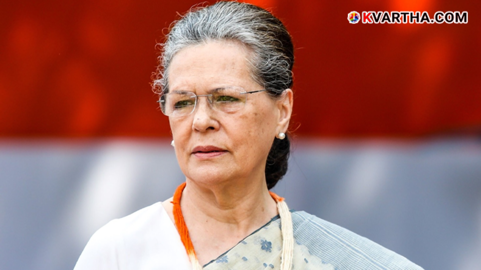 Sonia Gandhi at a public event representing Congress