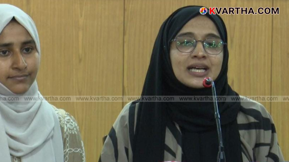 MSF State Secretary Adv. Rumaisa Rafeeq speaking at a press conference in Kannur.