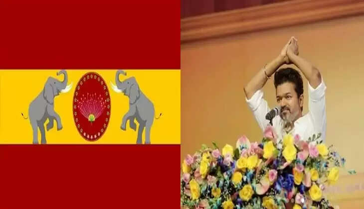 Actor Vijay Unveils His Tamilaga Vettri Kazhagam Party Flag, Symbol In Chennai, National, Vijay, Flag, Symbol.