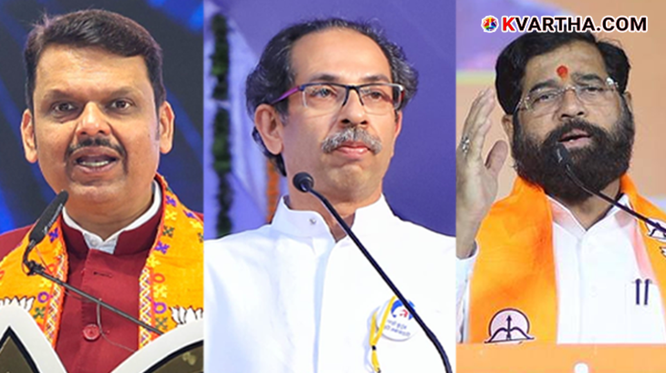 Party workers celebrating with flags during the BMC election result counting in Mumbai.