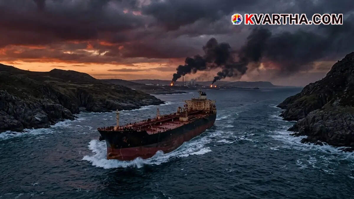 Conceptual image depicting US-Iran conflict and military presence in the Strait of Hormuz