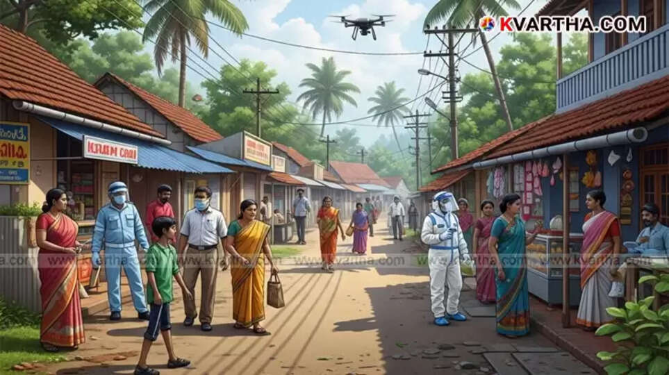 Health workers conducting prevention activities after Nipah confirmation in Kizhakkumburam, Palakkad.