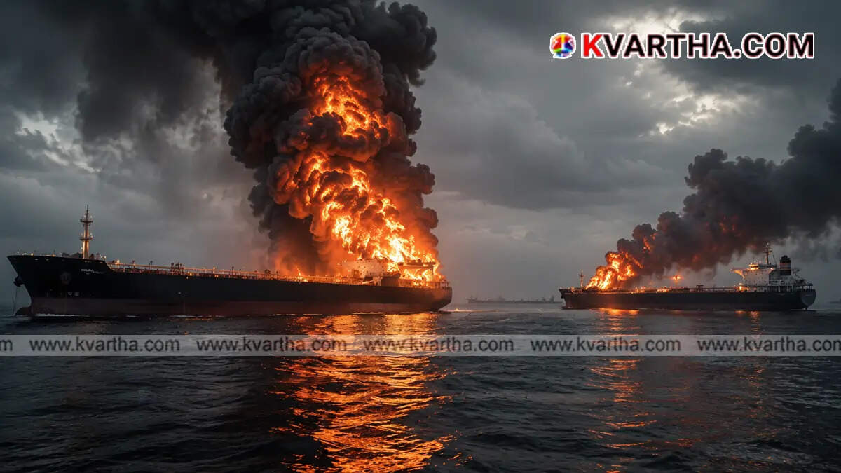 Conceptual image of an oil tanker explosion in the ocean