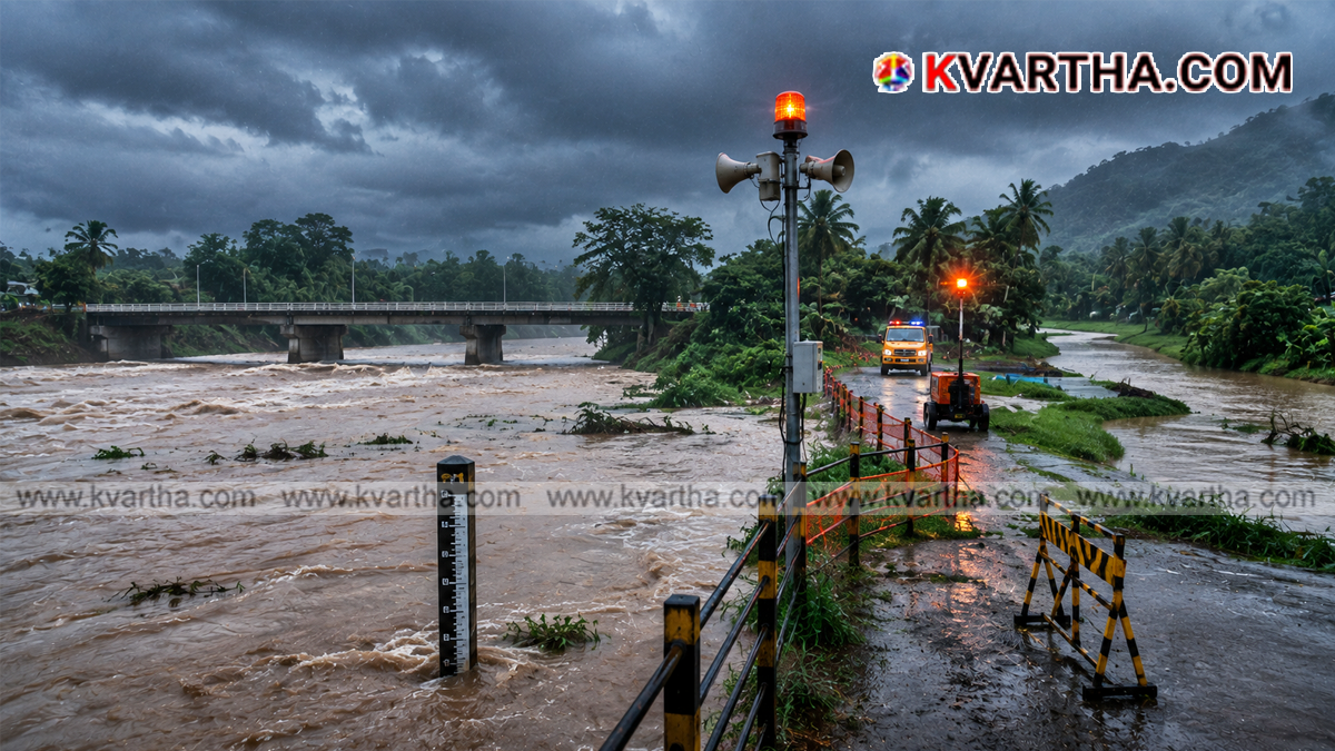  Representational image of rising water levels in Kerala rivers during heavy rain