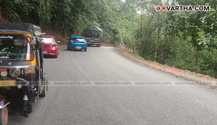 Construction work in progress on Maakkootam ghat road, showing widening.