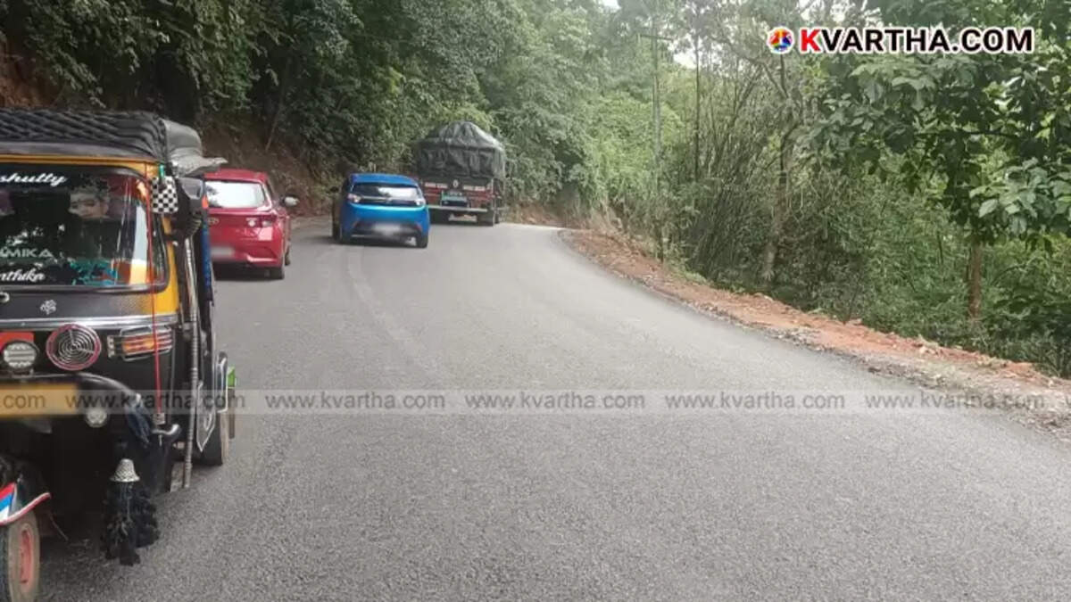 Construction work in progress on Maakkootam ghat road, showing widening.