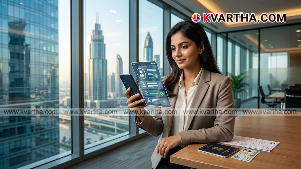 Infographic showing steps to check UAE visa status.