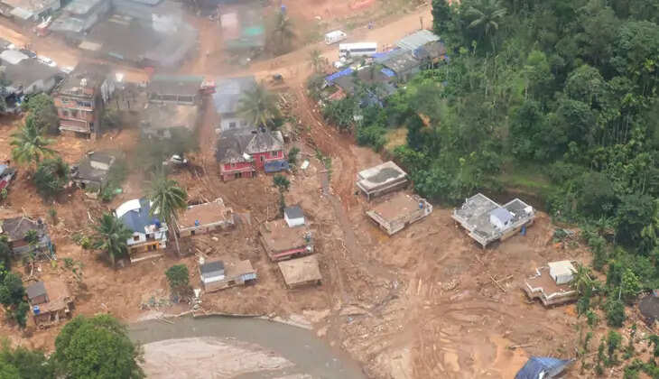 Damaged houses in Wayanad after the landslide