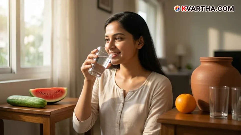  Representational image of drinking water for healthy skin and anti-aging benefits