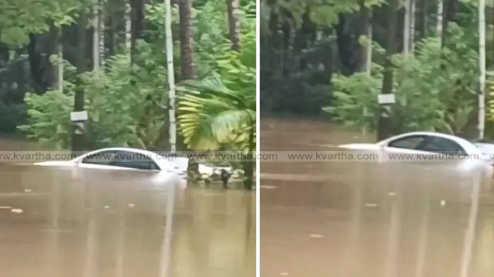 Moving car drowned in a water ditch
