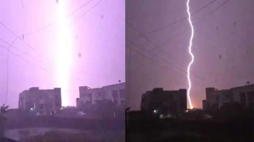 Purple Lightning Lights Up Chennai Sky