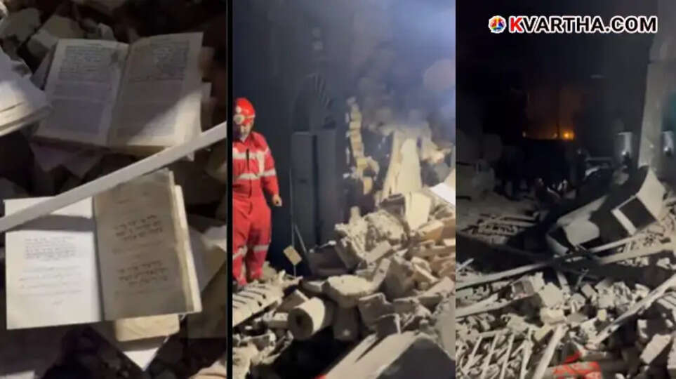 A symbolic view of the Jewish synagogue and buildings destroyed in a missile attack in Tehran.