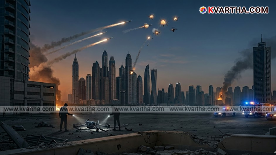 Security perimeter around Dubai Internet City and emergency services responding to debris in Bahrain.