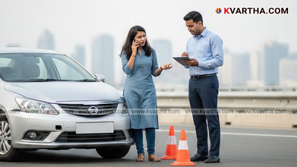  Person taking photo of a damaged car for insurance claim.