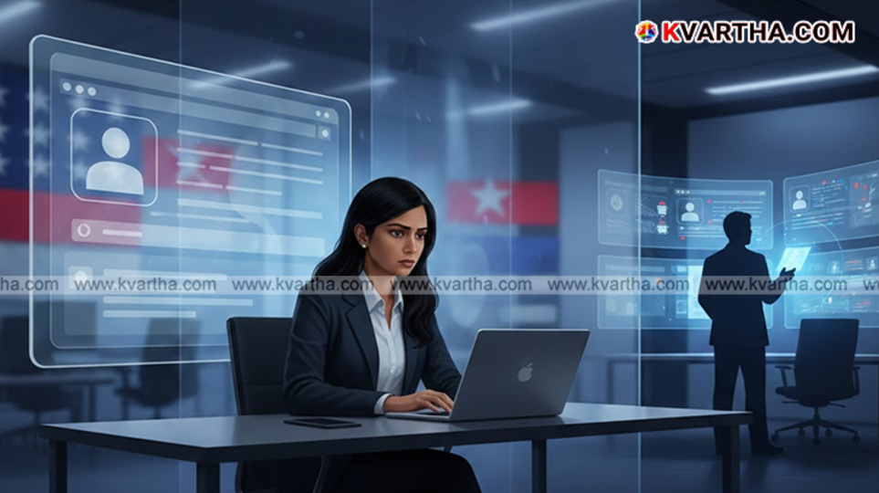 H1B visa application form with a magnifying glass on a LinkedIn profile.