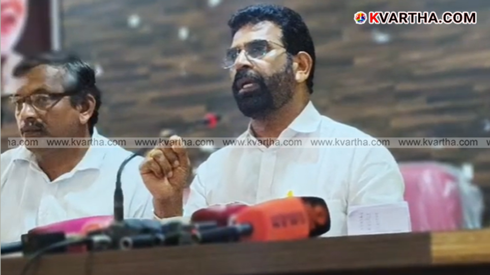 A symbolic scene of NDA candidate K Ranjith holding a press conference in Kannur and the polling booth at Dharmadam.