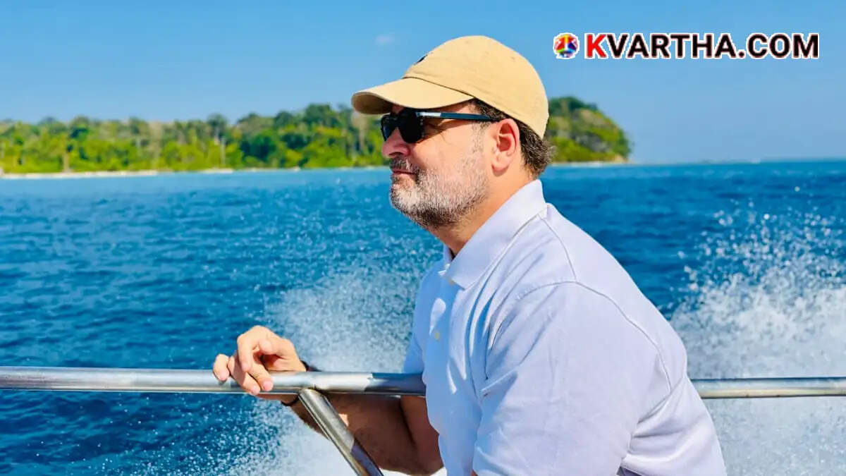 Conceptual image of Rahul Gandhi highlighting the environmental impact of the Great Nicobar project during a podcast.
