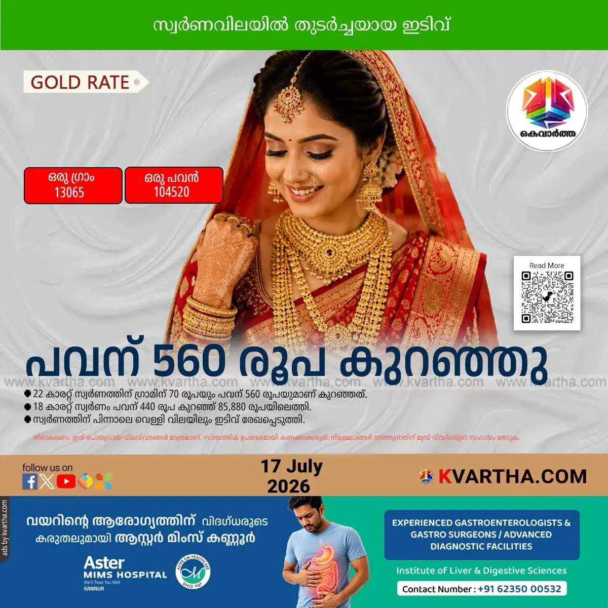 Kerala Gold Price July 17