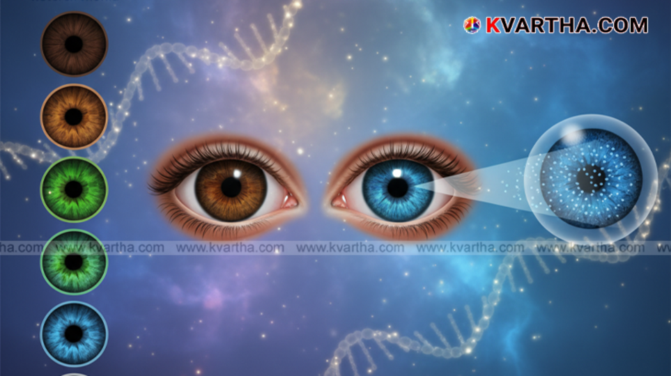  A close-up image of a human iris with changing colors.