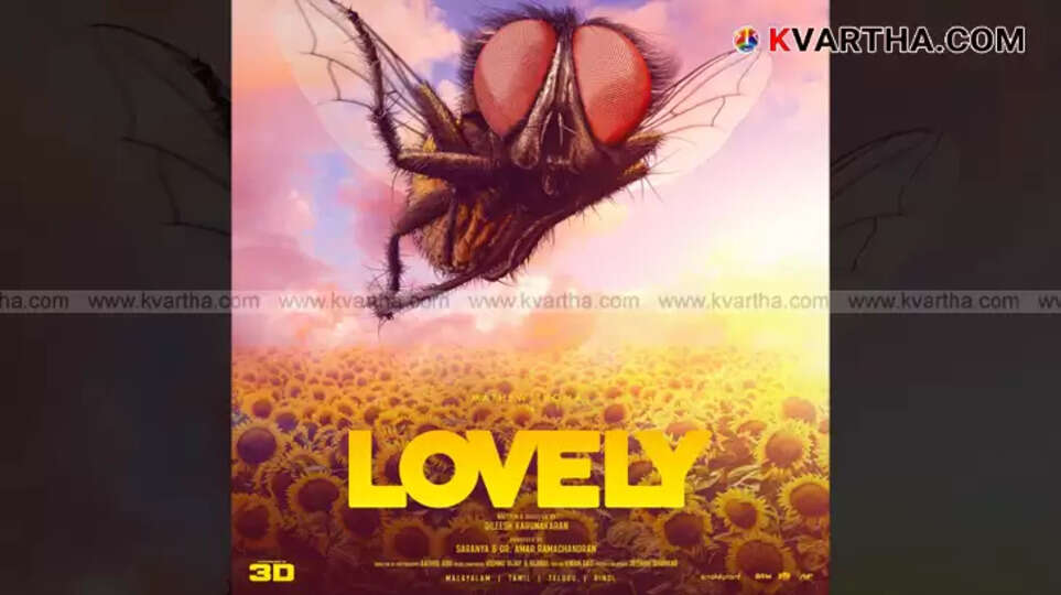 Promotional poster for the Malayalam 3D movie 'Lovely' featuring Mathew Thomas and a fly.