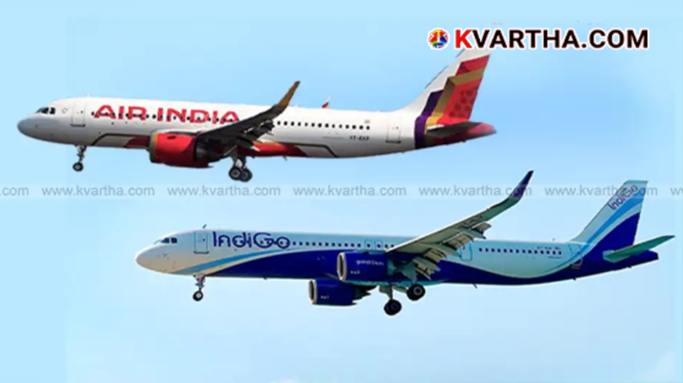  Air India and IndiGo aircraft at an airport.