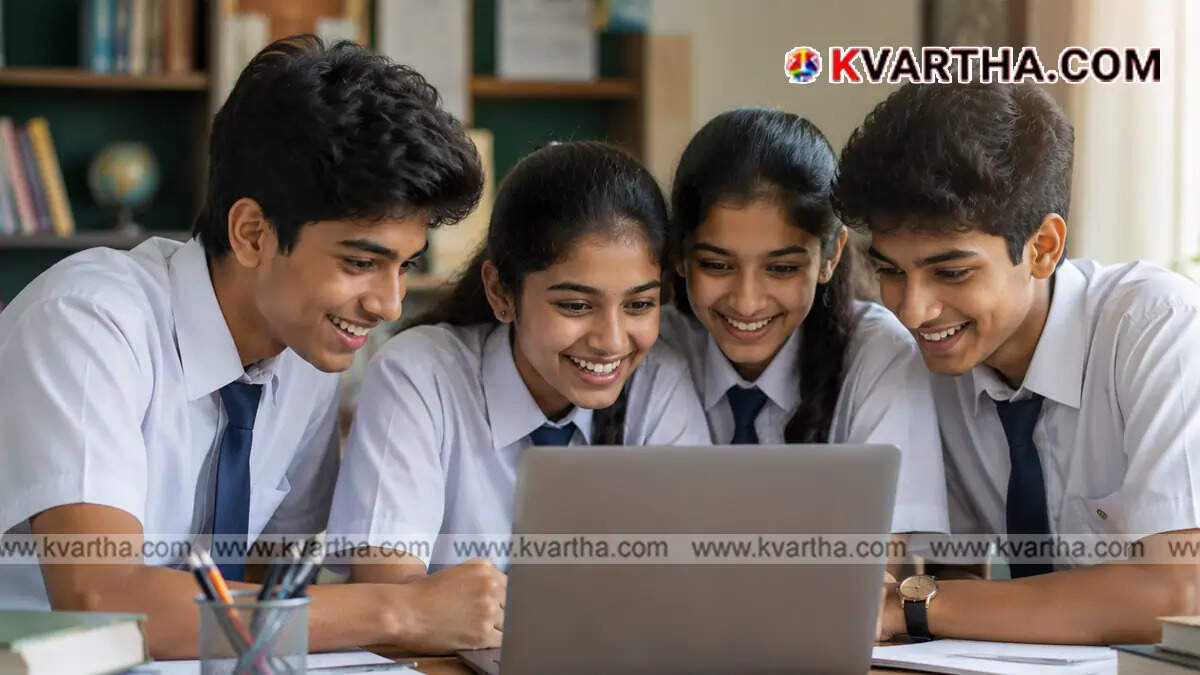 A student checking exam results on a laptop