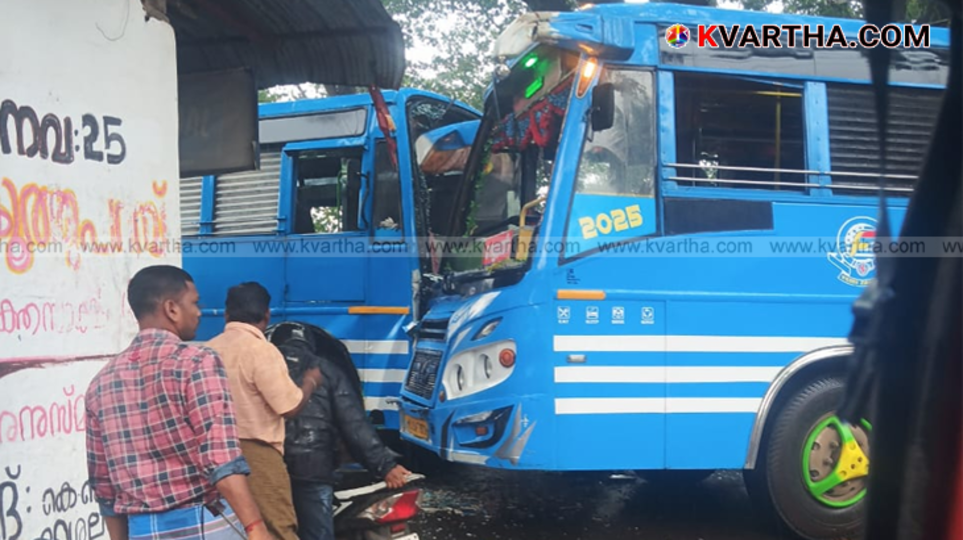 Two private buses after collision in Payyanur, Kannur