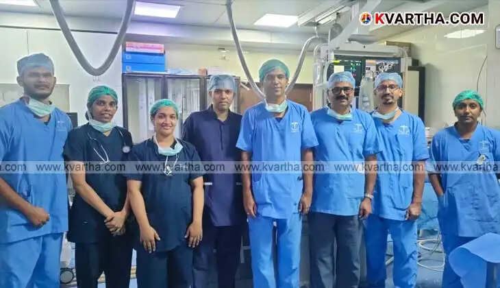Medical team at Kozhikode Medical College performing brain AVM treatment.