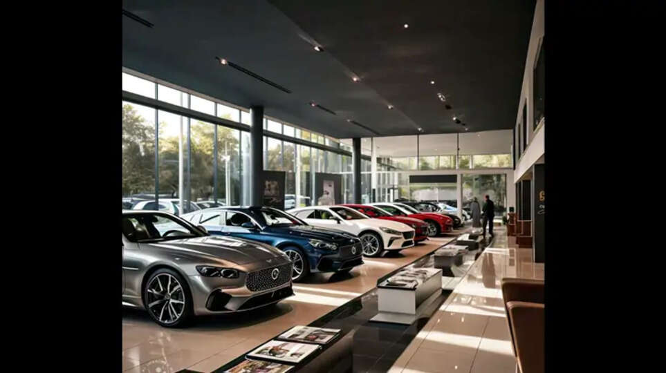 Cars on display in a car showroom