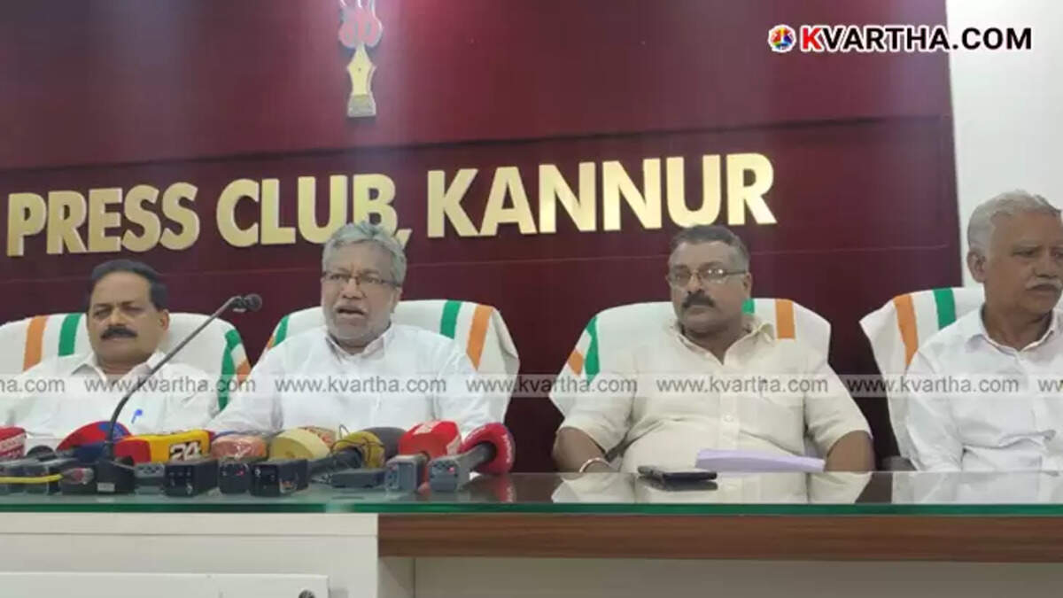 P K Ragesh speaking at a press conference in Kannur.