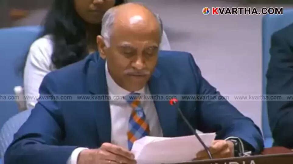 Indian Ambassador Parvataneni Harish speaking at UN