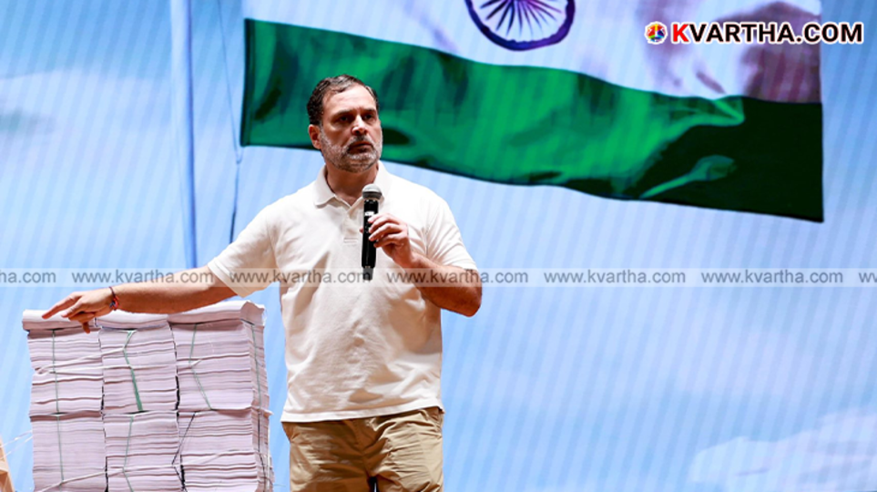 Rahul Gandhi at press conference presenting H Files on vote theft.