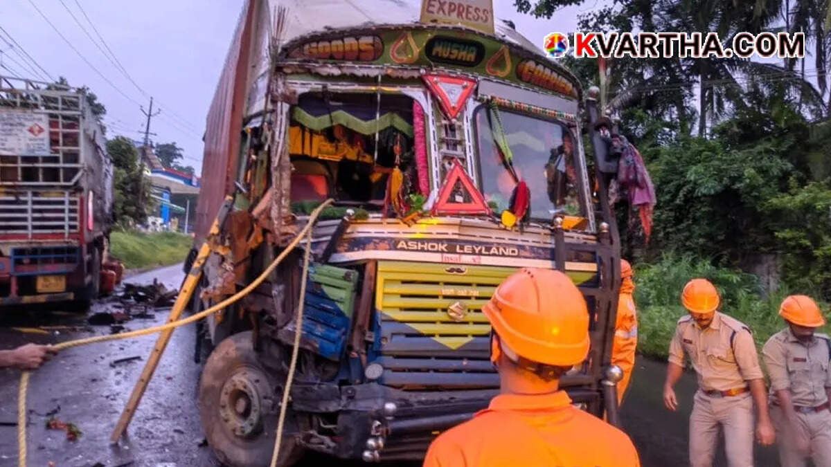 Conceptual image showing a collision between a container and a gas lorry