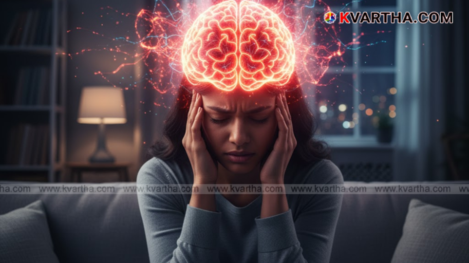 Woman experiencing severe headache