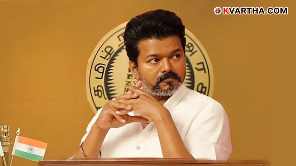  TVK leader Vijay with security personnel in Chennai.