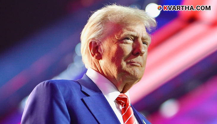 Donald Trump making a controversial speech in Washington.