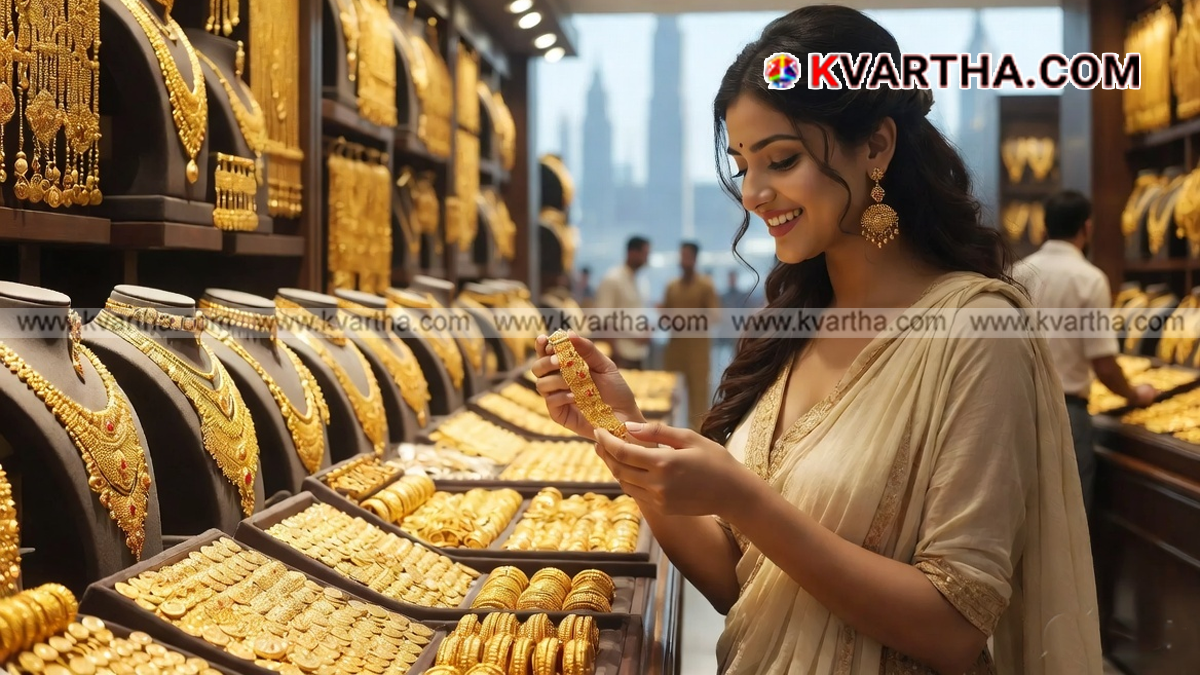 Gold jewelry displayed in a shop in Dubai.
