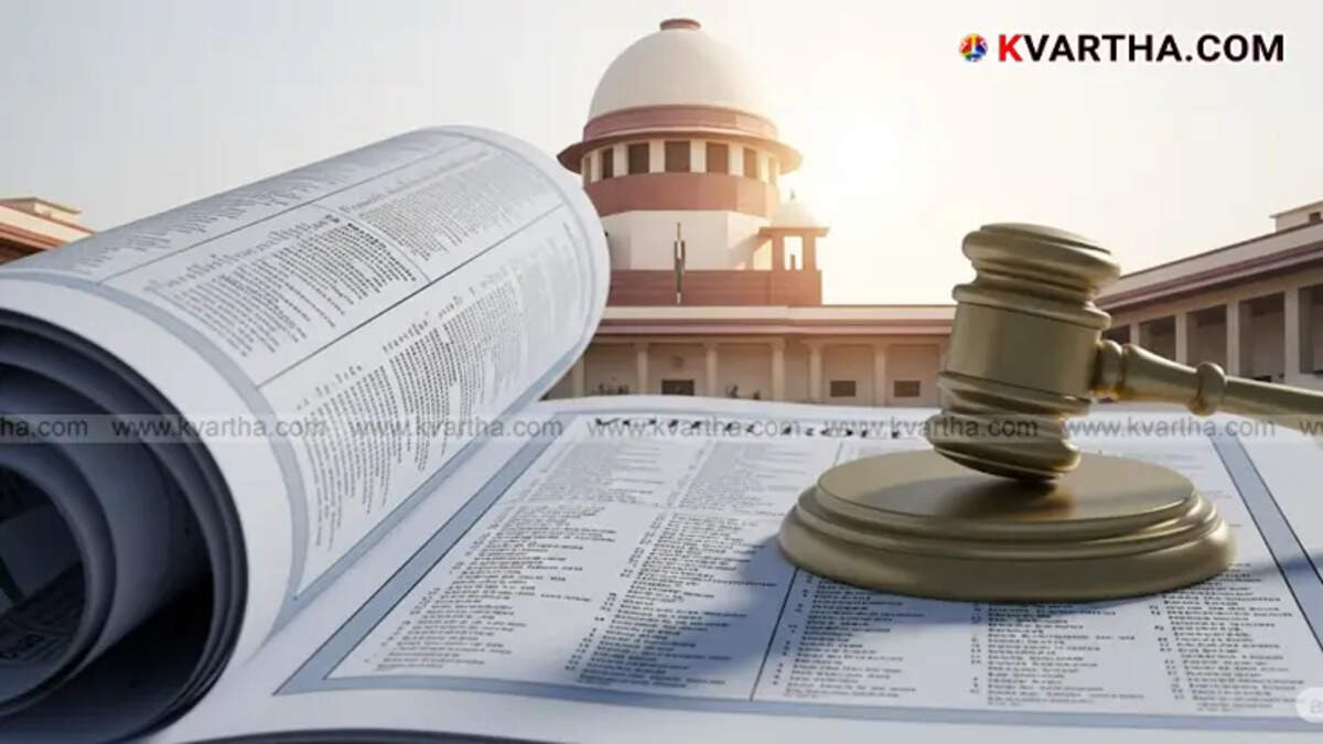 A symbolic image of a voter list and the Supreme Court of India.