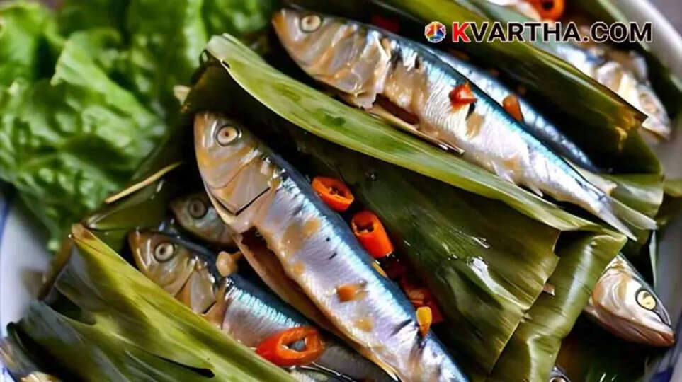 Sardine fish baked in banana leaf
