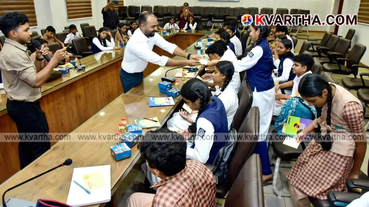 Conceptual image of District Collector interacting with school students