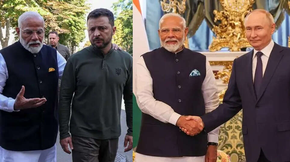 Marendra Modi with Vladimir Putin and Volodymyr Zelenskyy