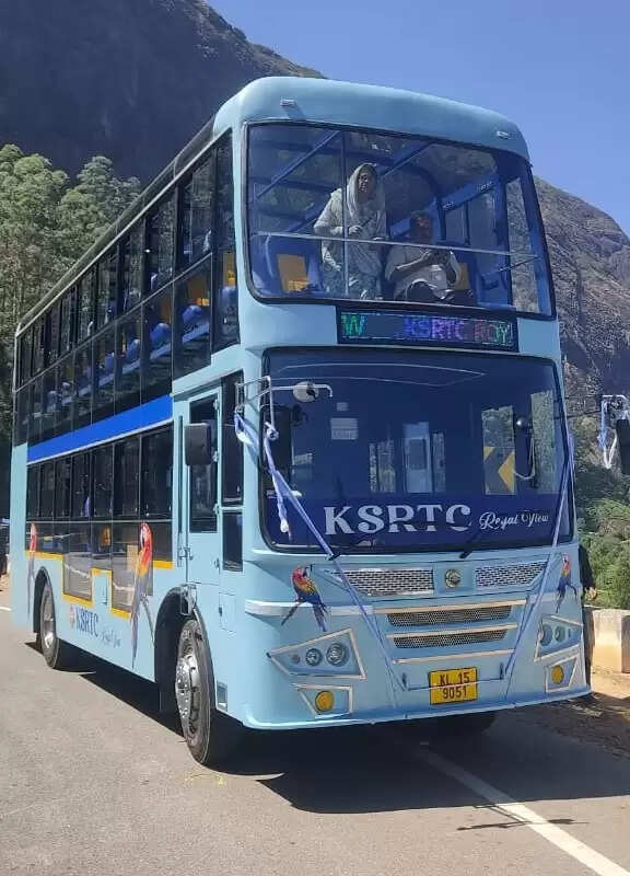 KSRTC Royal View Glass Top Double Decker bus in Munnar.