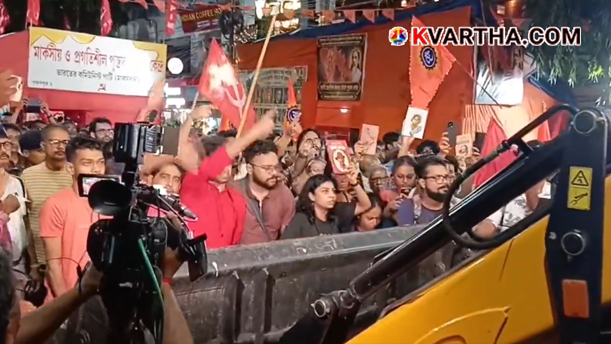 &nbsp; Image of the tragic aftermath at Chorbagan Durga Puja pandal and political protests