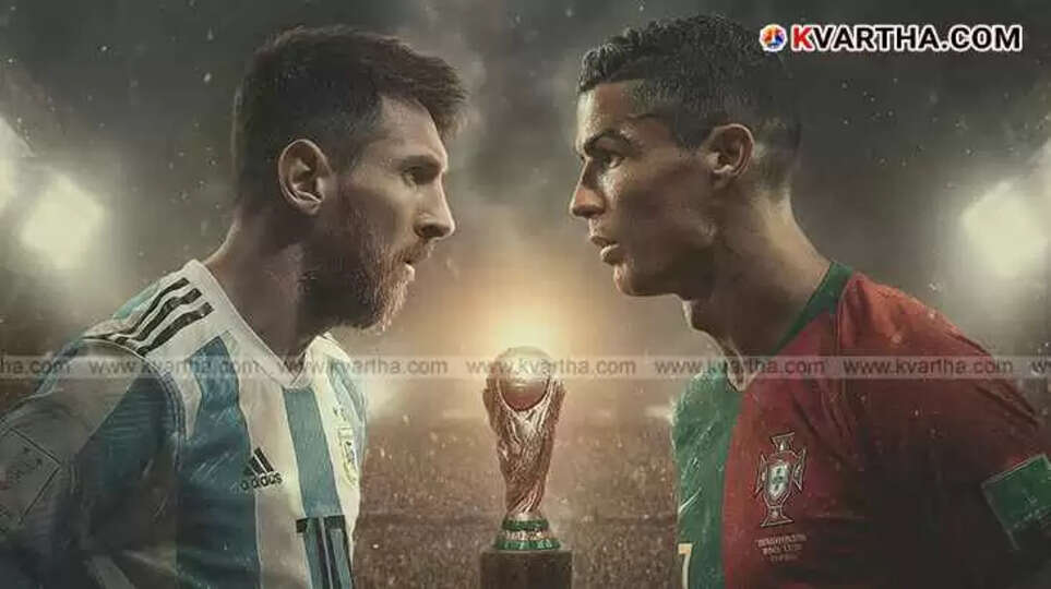 Lionel Messi and Cristiano Ronaldo facing each other, symbolizing their potential World Cup match.