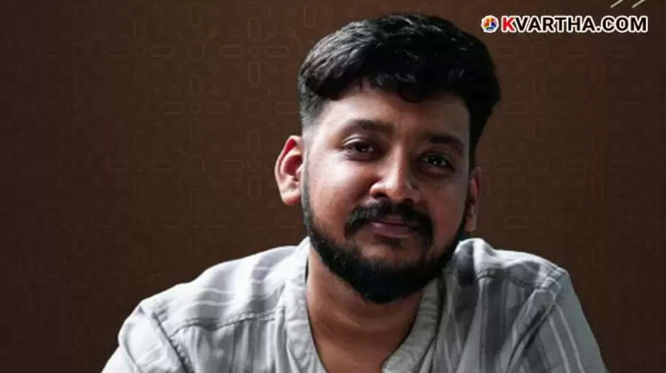 Collage of lyricist Vinayak Sasikumar and a still from the song Kunjikkavil Meghame.