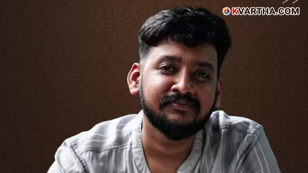 Collage of lyricist Vinayak Sasikumar and a still from the song Kunjikkavil Meghame.